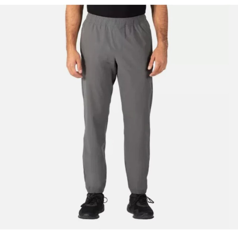 Soybu Mens Woven Jogger Pants Gym Yoga Elastic Waistband Zip Pocket M